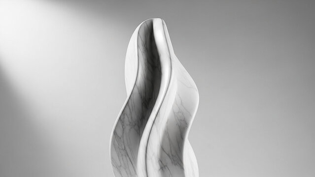 Sculptural Abstract Form in White Marble