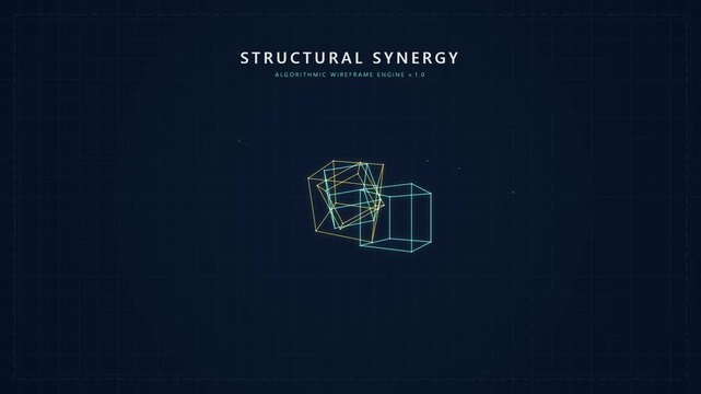 Abstract wireframe cubes rotating in a digital grid technology motion graphic