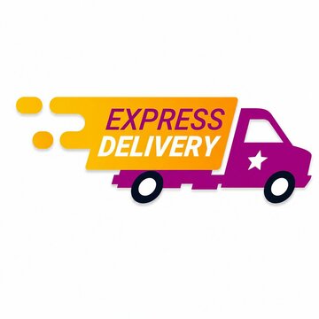 Express delivery truck icon with speed effect and star