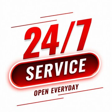 Retro 24 7 service sign with open everyday message
