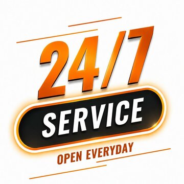 Vintage 24 7 service sign with open everyday text