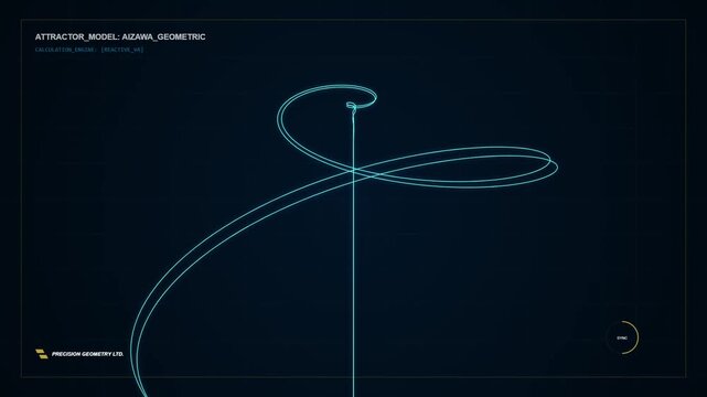 Abstract Digital Geometry Animation of Glowing Neon Mathematical Attractor