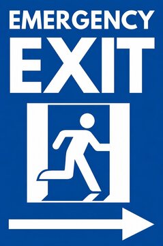 Emergency exit sign with running person and right arrow direction