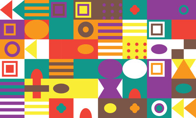 Fototapeta premium Colorful abstract geometric pattern with various shapes and lines