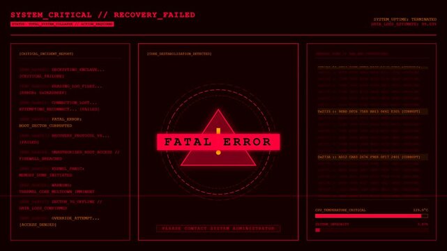 System Critical Fatal Error Recovery Failed Animation.