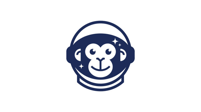 Astronaut monkey head with space helmet logo.