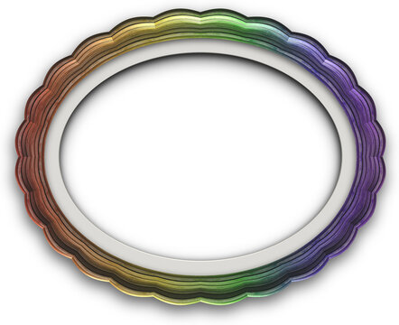 Colorful gradient scalloped oval frame with transparent background