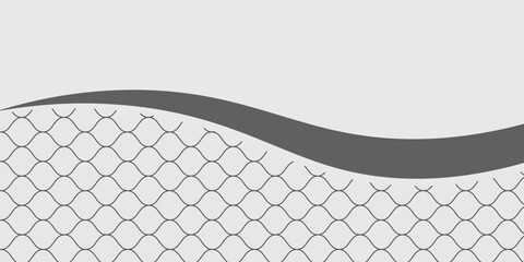 Abstract minimalist background with black wavy swoosh lines and fish scale pattern on light grey background. © Haikal