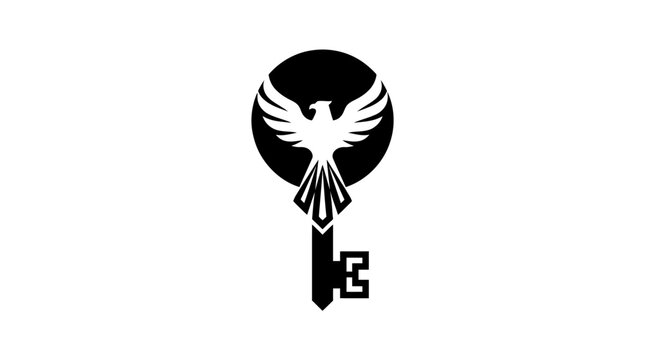 Black skeleton key with phoenix bird head.