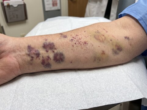 Cancer Bruises Pictures Showing Unusual Skin Discoloration, Medical Symptoms, Clinical Reference, Healthcare Education, and Disease Awareness Information