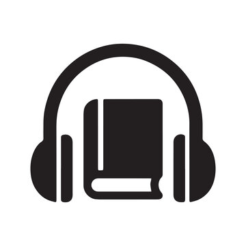 Audiobook concept with book and headphones icon audiobook headphones listening learning education