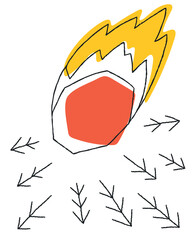 Meteor Approaching Earth Minimal Vector Illustration, Not AI © missbobbit