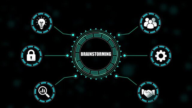 Brainstorming concept with innovative and symbols on dark background innovation creativity idea business