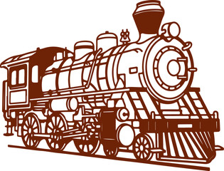 Old railway engine icon on white background. © Sundas