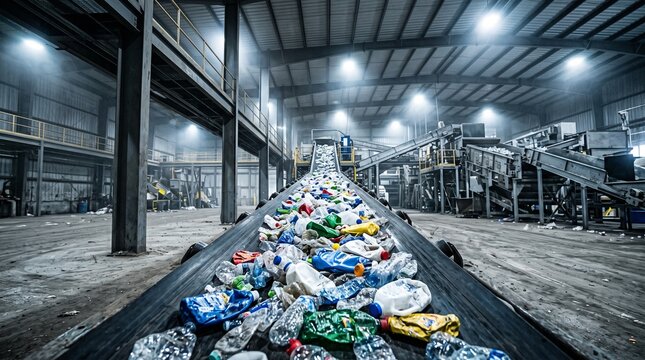 Plastic Bottle Recycling Conveyor &ndash; Industrial Waste Sorting Plant Facility
