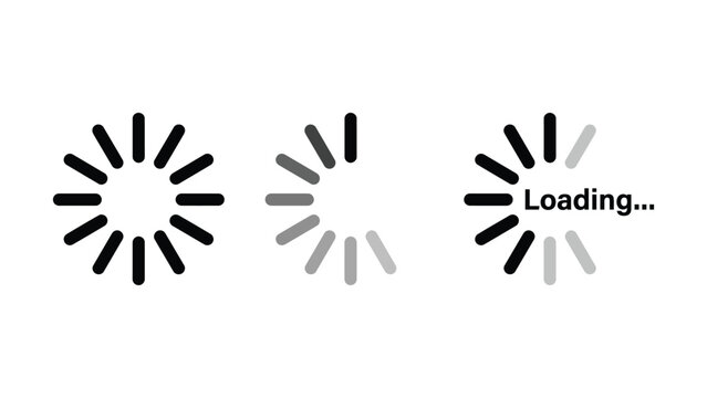 Animated loading icons with dynamic text progress display