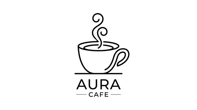 Minimalist line art coffee cup logo for cafe and restaurant branding identity