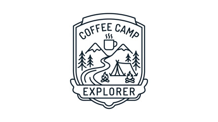 Fototapeta premium Vintage Coffee Camp Explorer Outdoor Adventure Badge Logo