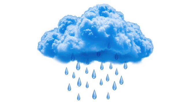 Blue rain cloud with raindrops