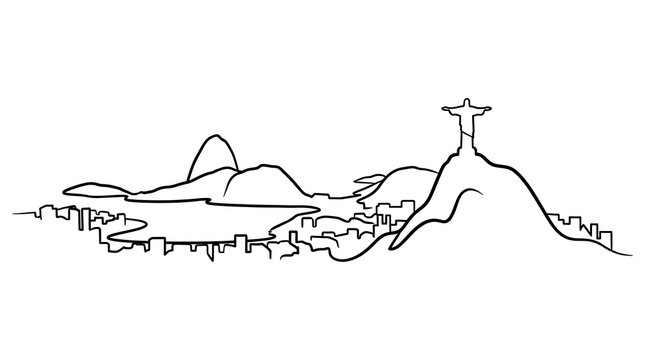 The detailed skyline of Rio de Janeiro