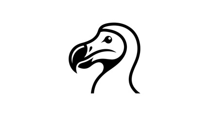 Concise line art dodo bird profile head illustration. © kaninss