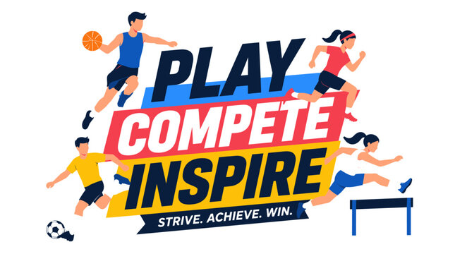 Group of athletes playing team sport in action.