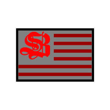 Stylized Monogram Flag Vector Badge on White Background