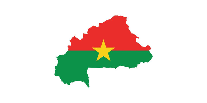 Burkina Faso map flag on transparent background