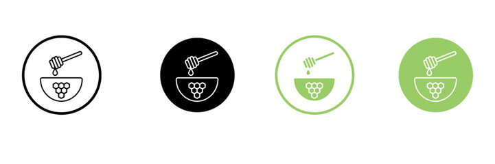 Honey Dipper and Bowl Icon Set for Food, Nutrition, and Natural Product Interface Vector Illustration © Jahid Graphic