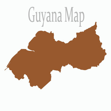 Simple Guyana map vector, minimalist border shape for regional mapping