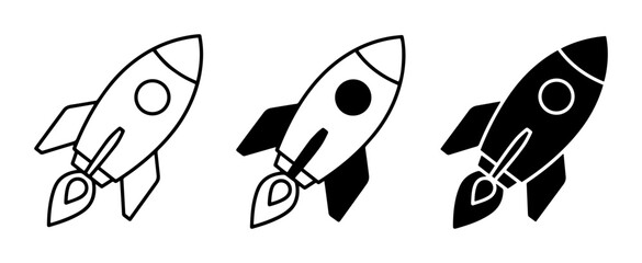 Rocket Ship Icons: Launch, Space Exploration, and Startup Concepts, Vector Set © pixostudio