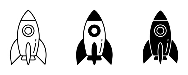 Rocket Ship Icons: Simple Vector Graphics for Space Exploration, Technology, and Innovation Concepts © pixostudio