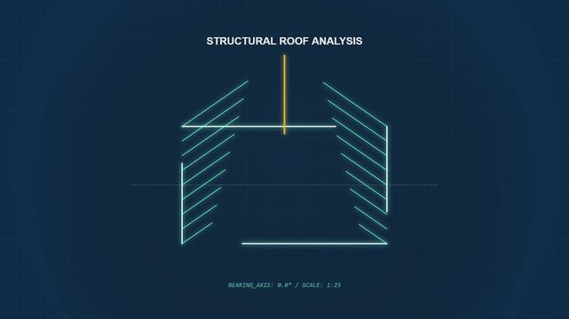 Structural Roof Analysis Technical Blueprint Drawing Animation