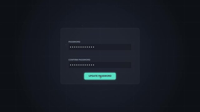 User Interface Showing Password Update With Error Mismatch Notification