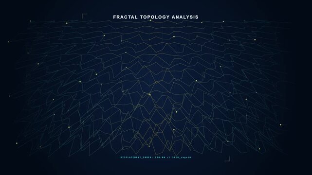 Abstract Digital Fractal Topology Analysis Animation With Data Grid