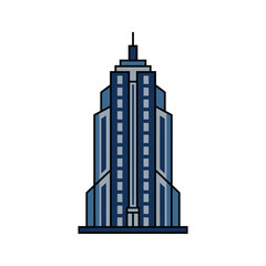 Fototapeta premium A stylized illustration of a tall modern office building
