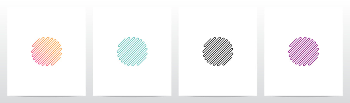 Single Lines Diagonal Sine Waves Frequency Shape Letter Initial Logo Design O