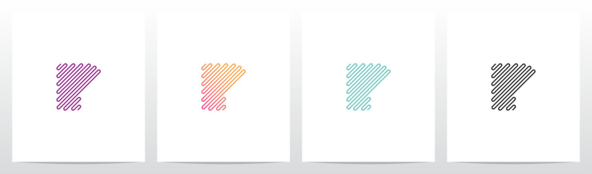 Single Lines Diagonal Sine Waves Frequency Shape Letter Initial Logo Design P