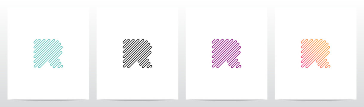 Single Lines Diagonal Sine Waves Frequency Shape Letter Initial Logo Design R