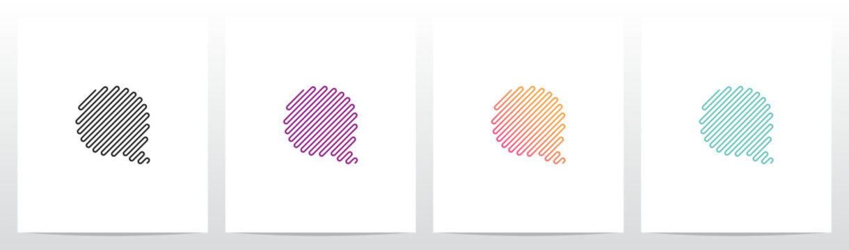 Single Lines Diagonal Sine Waves Frequency Shape Letter Initial Logo Design Q