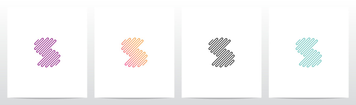 Single Lines Diagonal Sine Waves Frequency Shape Letter Initial Logo Design S