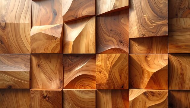 Wooden Block Wall Art - A Textured and Natural Design.