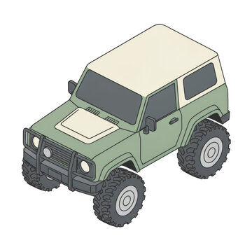 Isometric Off-Road SUV Illustration Isolated on a Transparent Background
