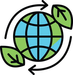 Obraz premium Save the earth and environmental protection concept, flat vector icon of green planet