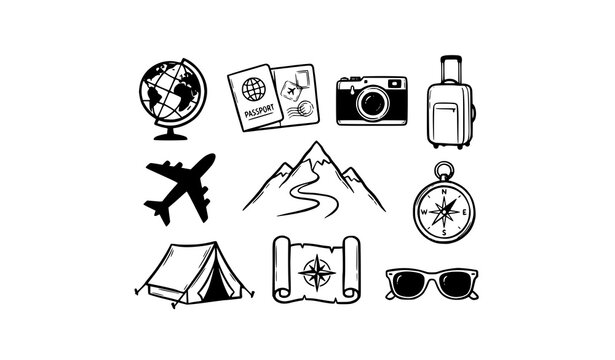 Minimalist Travel and Adventure Icon Set