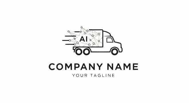 Company logo with delivery truck icon.