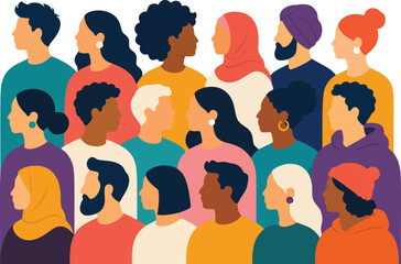 Multicultural People Side Profile Community Diversity Vector Illustration © VICI
