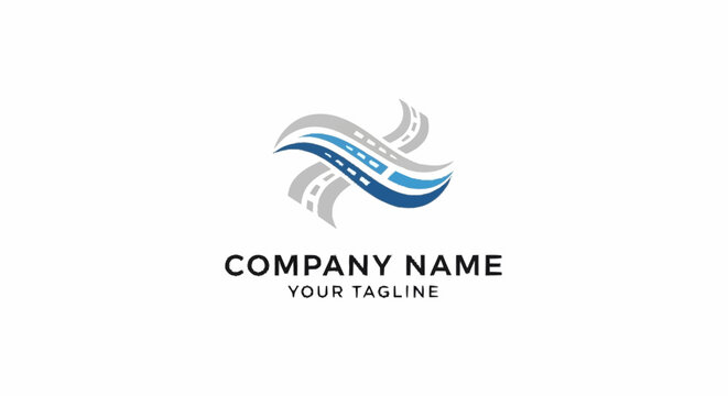 Company logo template with blue and gray design.