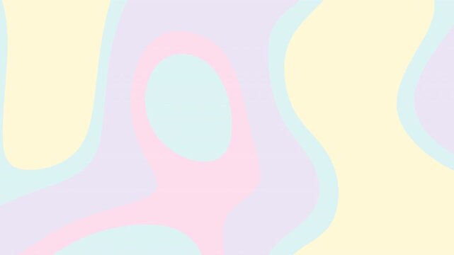 Soft pastel abstract background with organic fluid shapes in light pink, blue, and yellow for cute presentation template