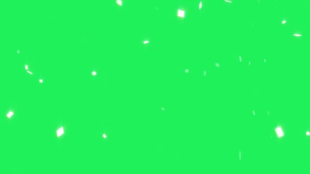Animation white sqare shape falling on green screen.